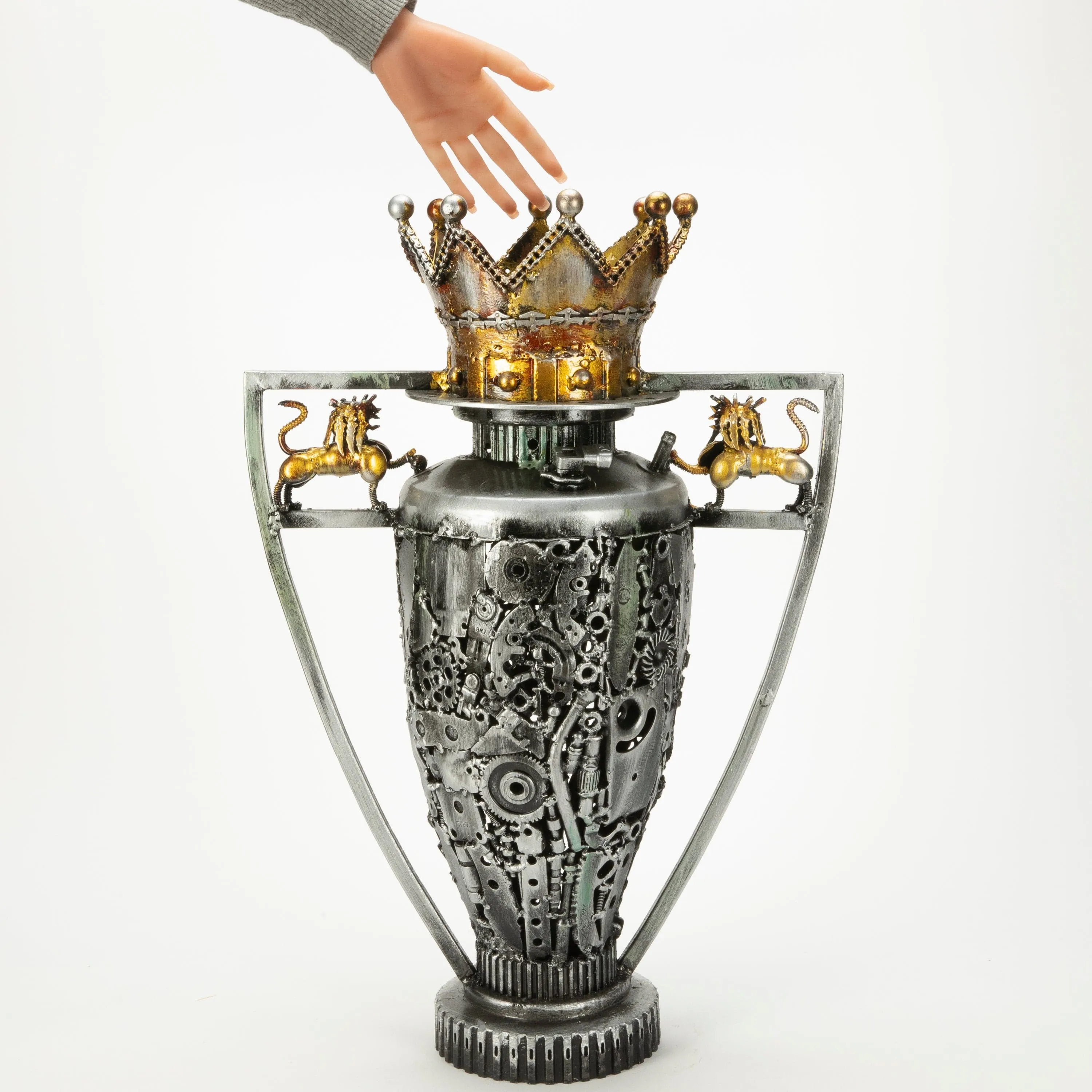 24" Premier League Trophy Inspired Recycled Metal Art Sculpture