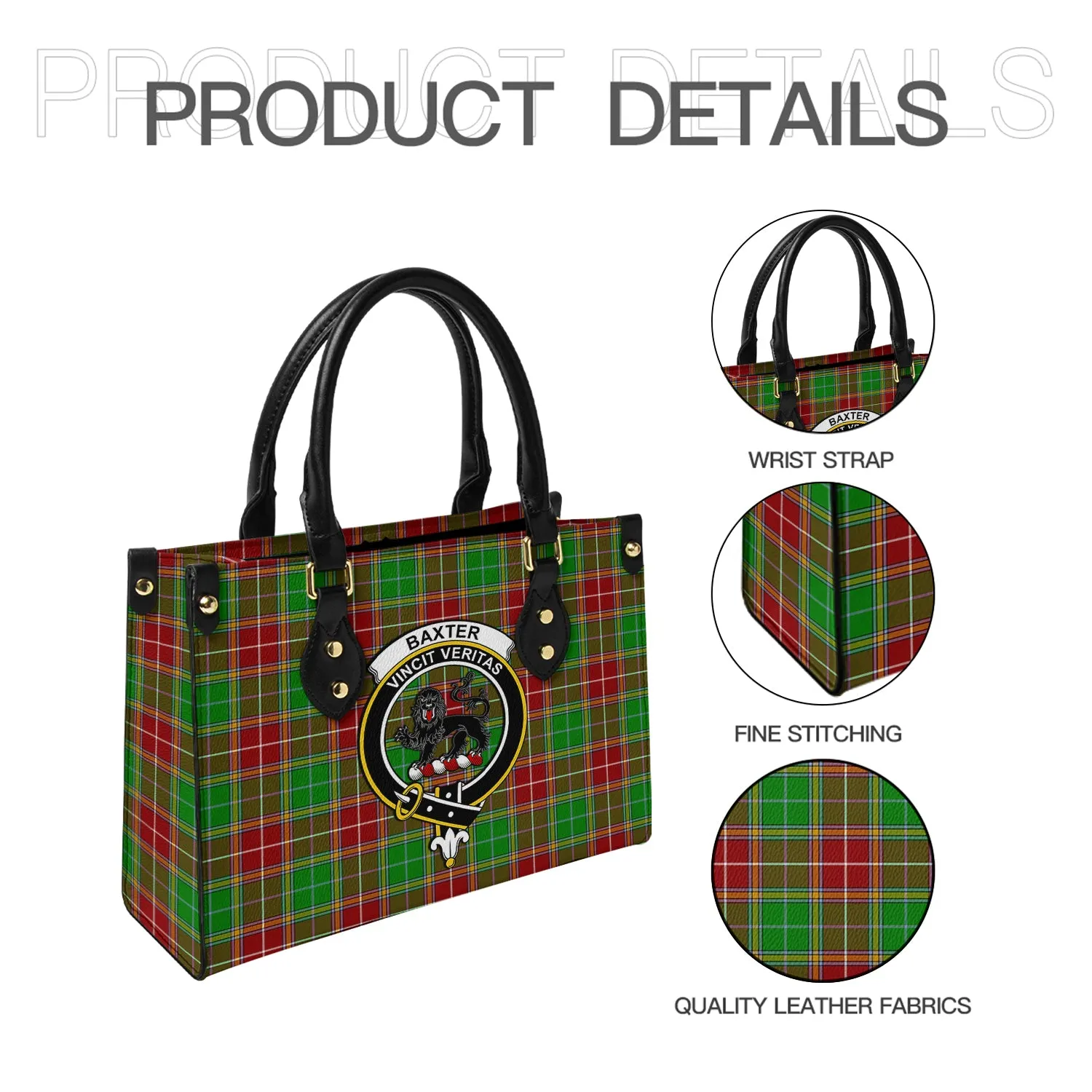 Baxter Modern Tartan Leather Bag with Family Crest