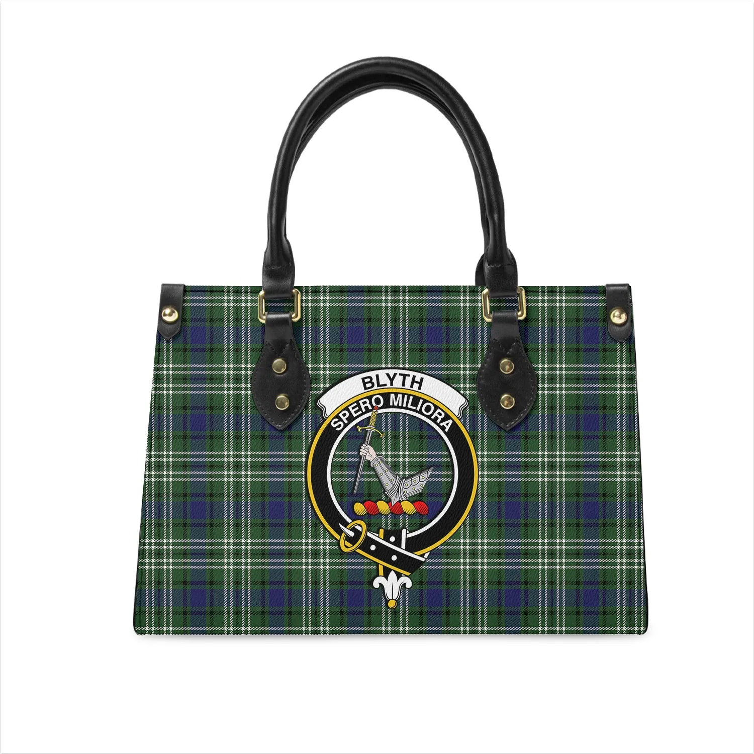 Blyth Tartan Leather Bag with Family Crest