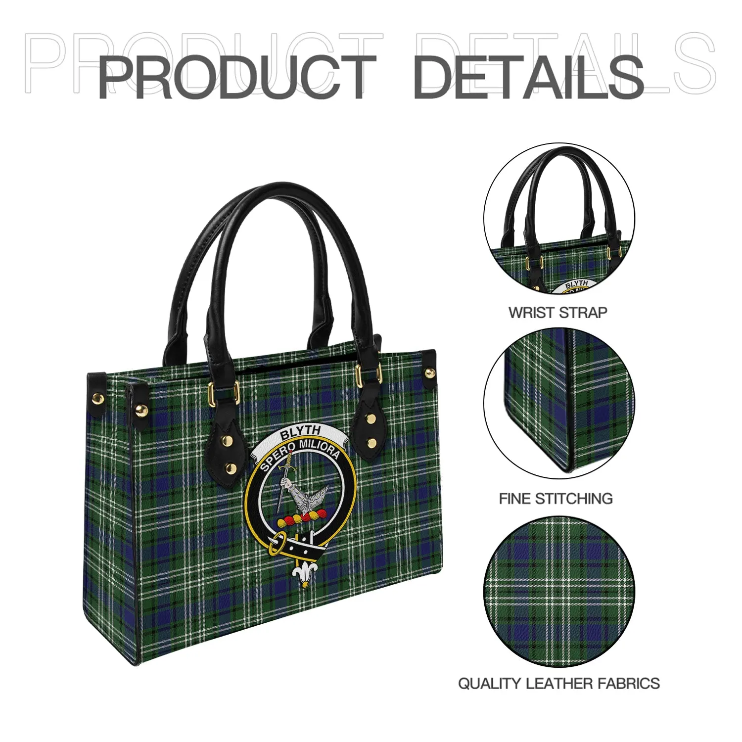 Blyth Tartan Leather Bag with Family Crest