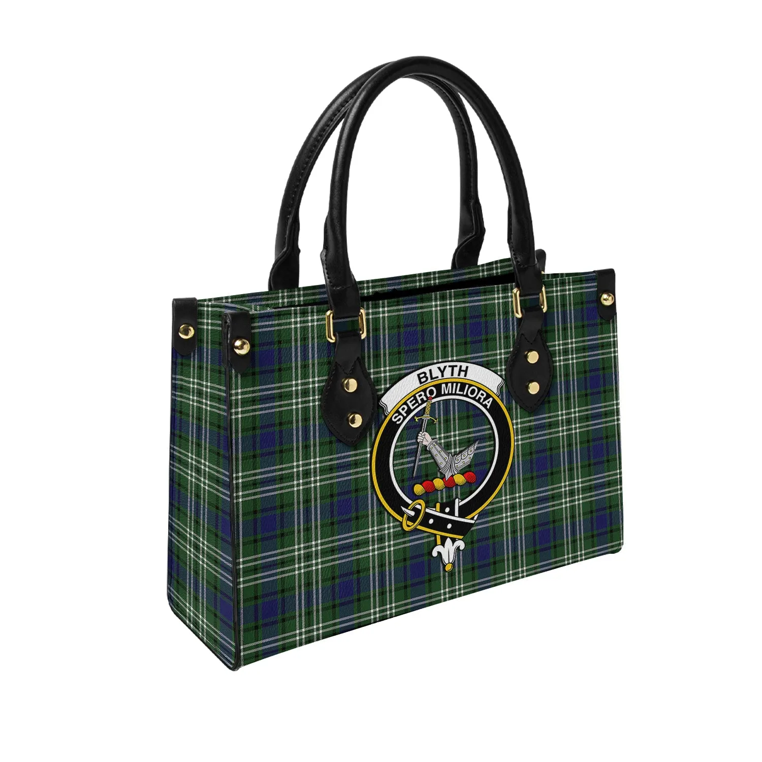 Blyth Tartan Leather Bag with Family Crest
