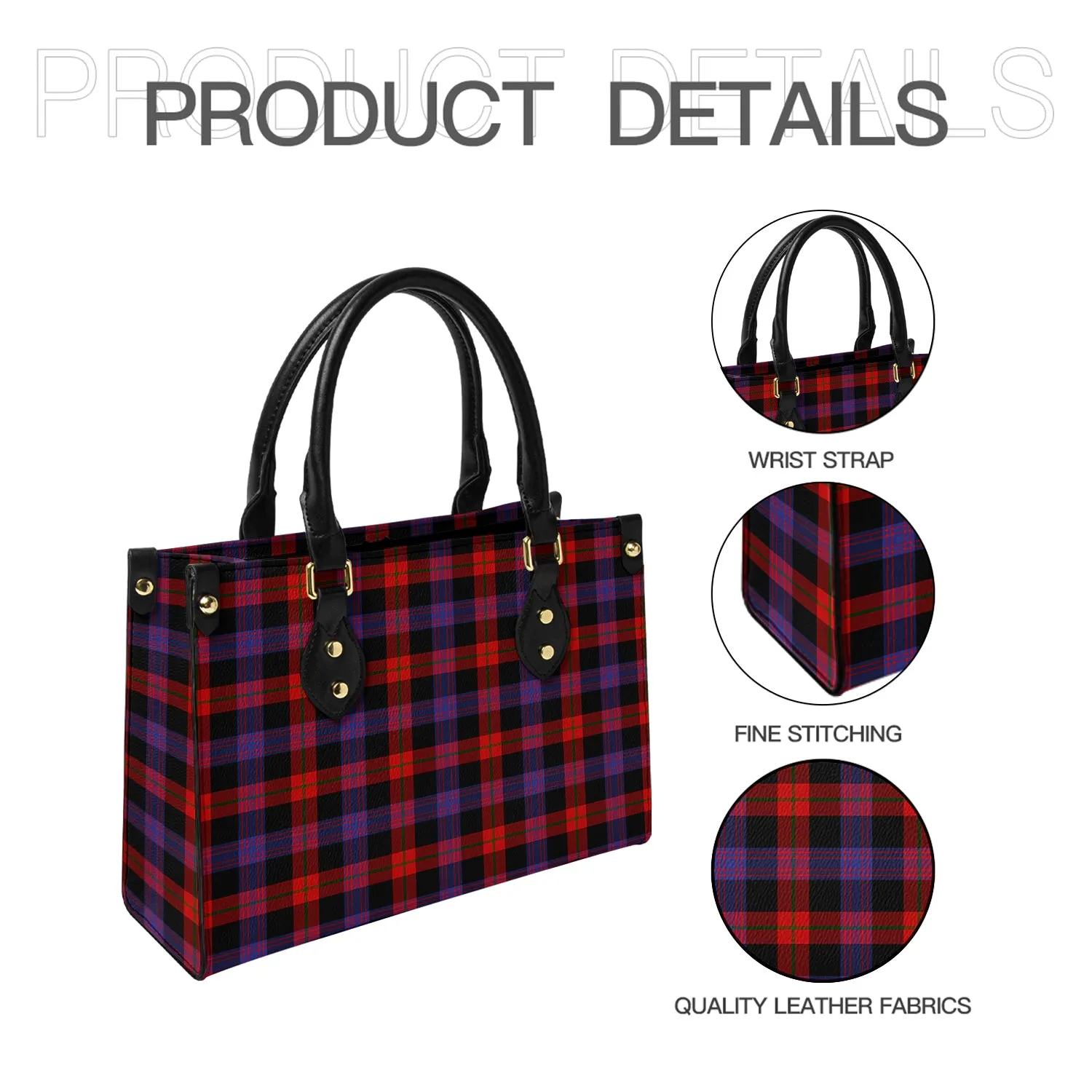 Broun Modern Tartan Leather Bag