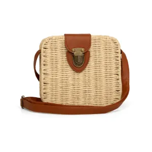 Cream jute women outing bag