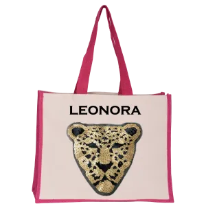 Gold Leopard Midi Tote Bag