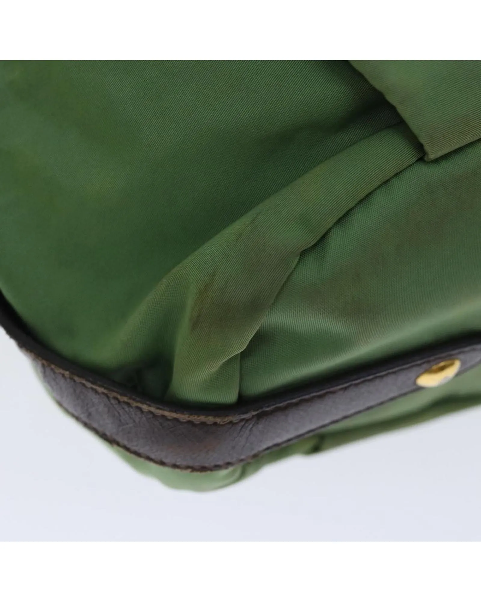 Green Nylon Tote Bag with Name Tag and Shoulder Strap