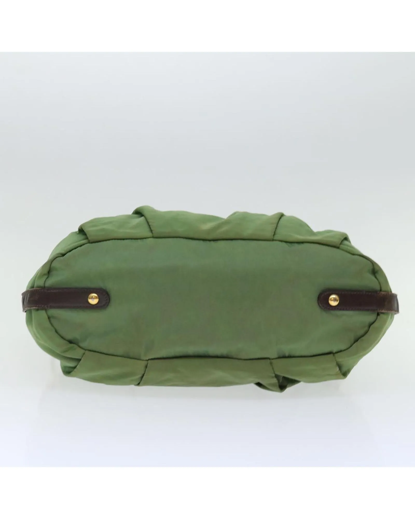 Green Nylon Tote Bag with Name Tag and Shoulder Strap
