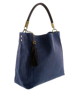 HS2070 BLU GRAZIA Blue Leather Hobo Shoulder  Bag