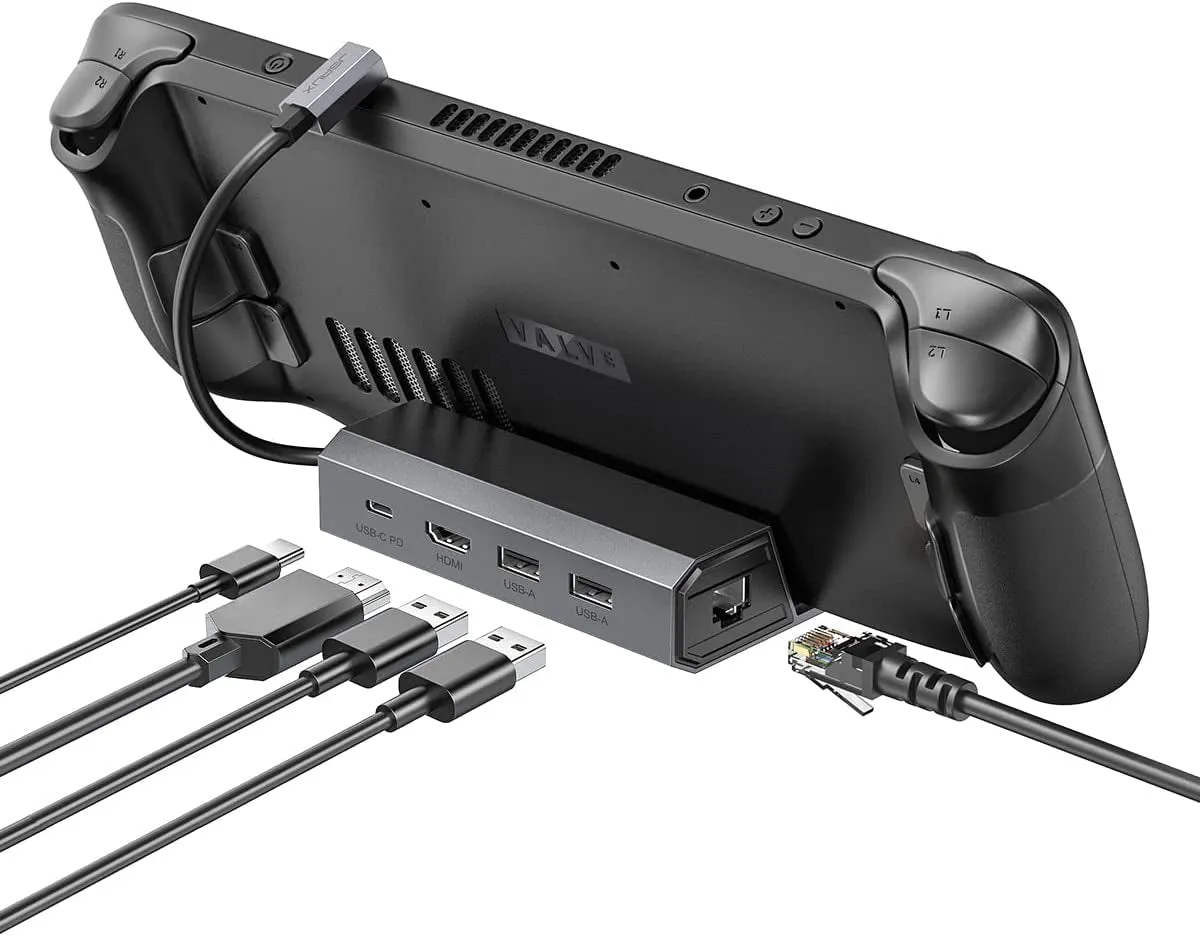 JSAUX Docking Station Compatible with Steam Deck, 5-In-1 Steam Deck Dock with HDMI 2.0 4K@60Hz, 100Mbps Ethernet, Dual USB-A 2.0 and Full Speed Charging USB-C Port for Valve Steam Deck-Hb0602