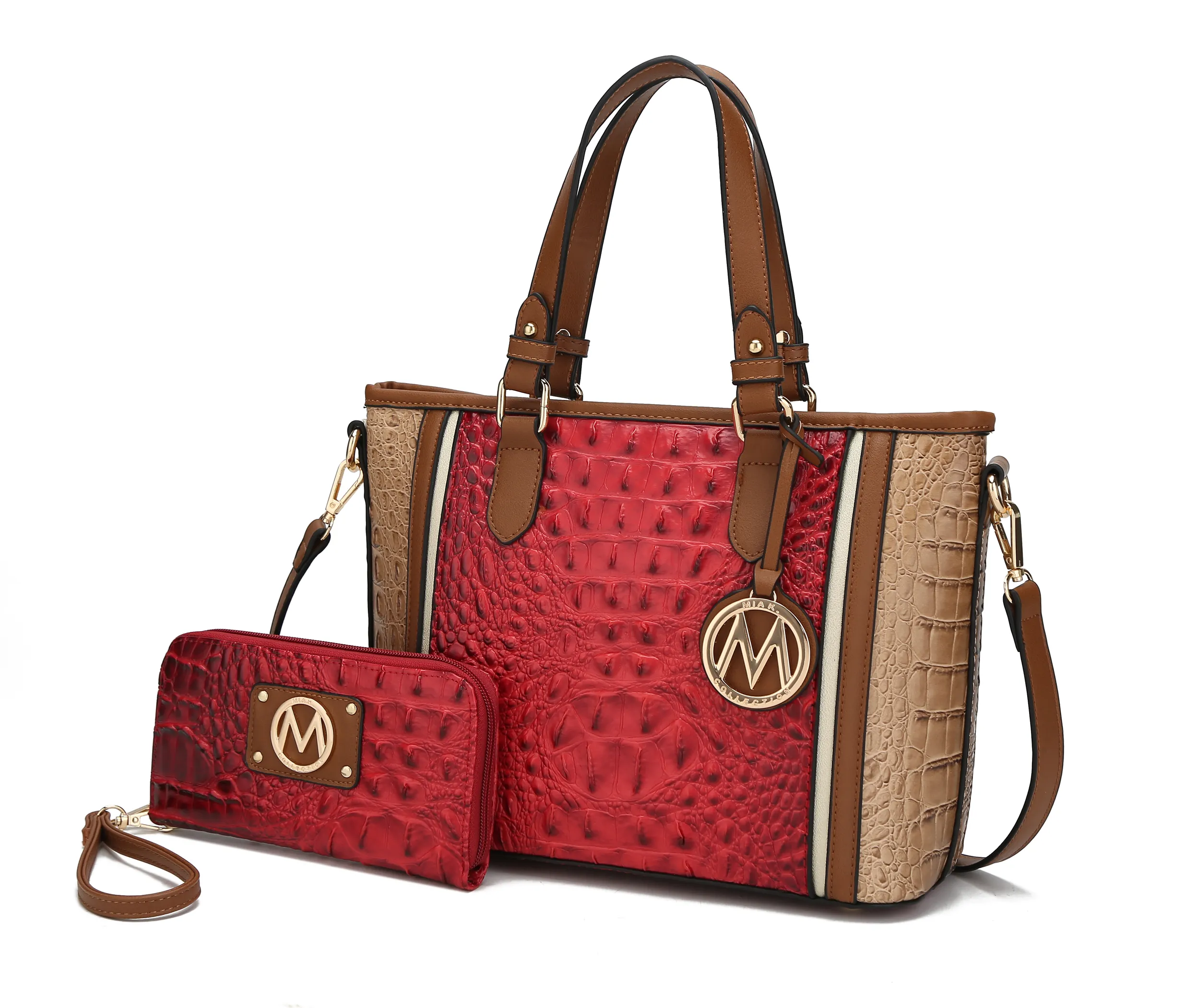 Lizza Croco Embossed Tote & Wallet Set