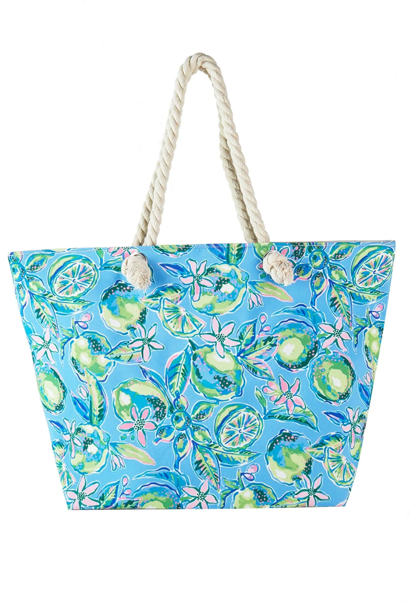 MB0256 Hand Drawn Lime Print Beach Tote