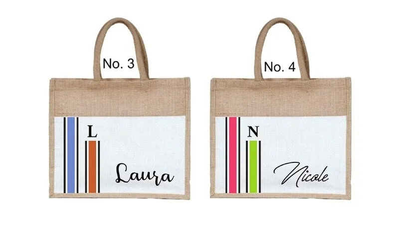 Monogrammed cotton Pocket Jute Bag burlap strip bags