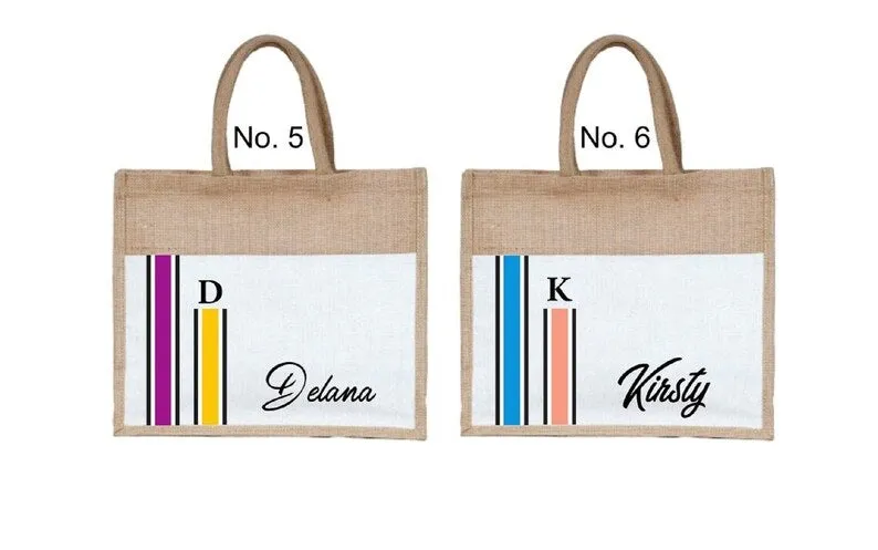 Monogrammed cotton Pocket Jute Bag burlap strip bags
