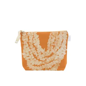 Pikake Lei on Orange Cosmetic Bag, Small