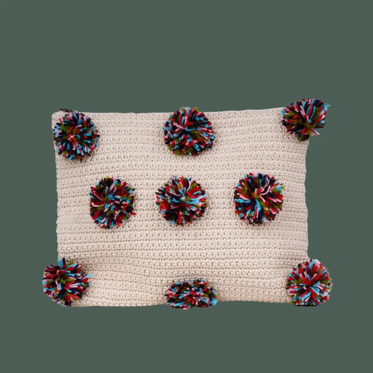 Rectangular Clutch/Pouch Bag | Hand-Crochet | Cotton Yarn | Off White