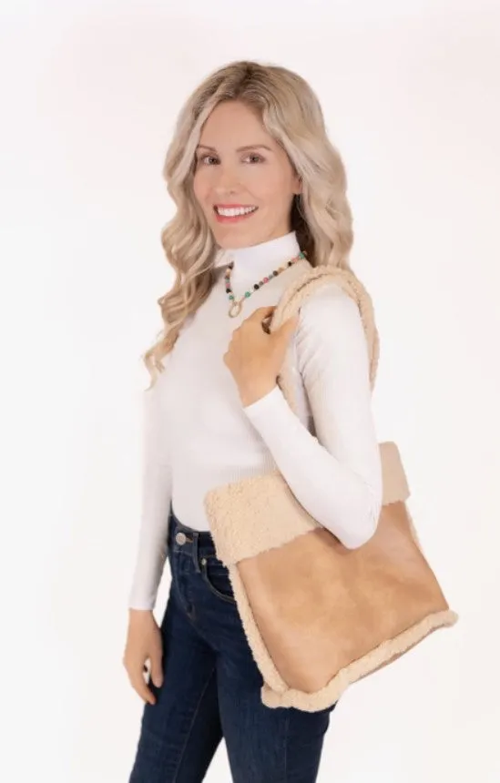 Sherpa Trimmed Tote Bag - #5822-5823