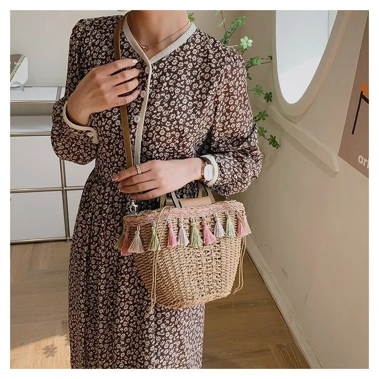 Straw Bags With Leather Straps On Sale-Showtown