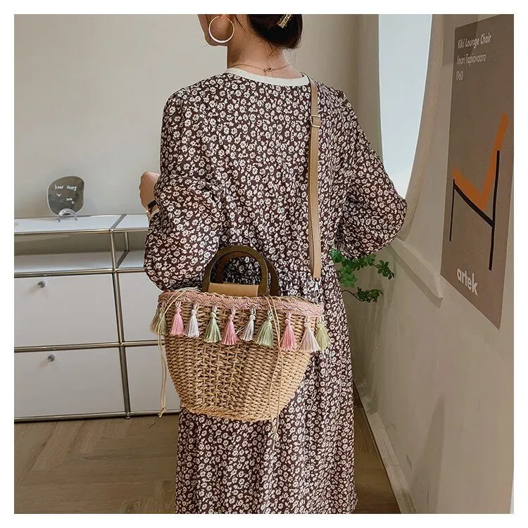 Straw Bags With Leather Straps On Sale-Showtown