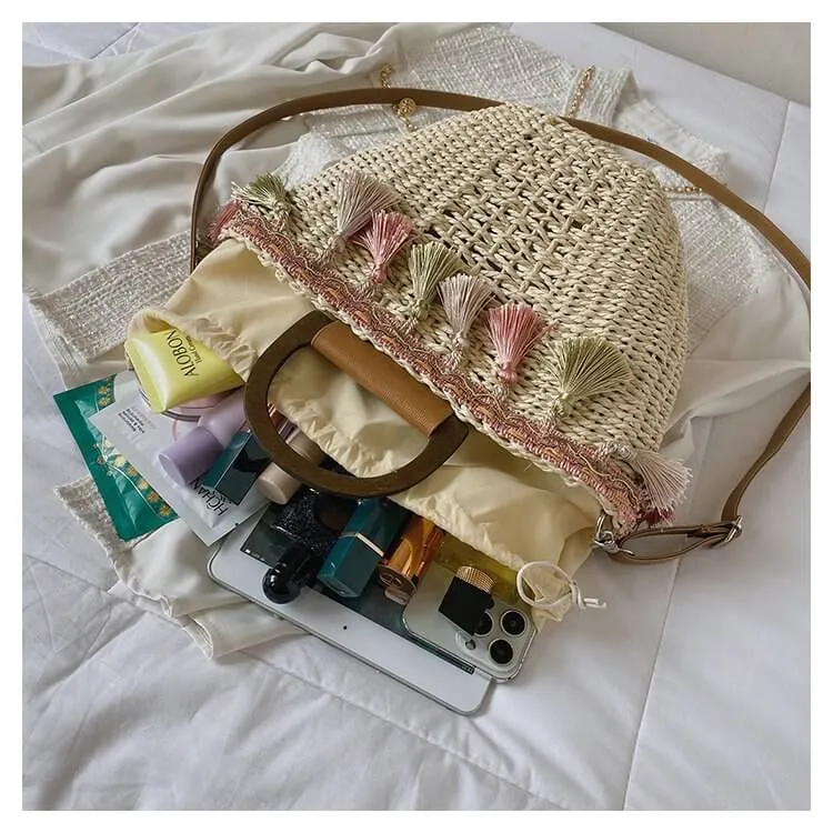 Straw Bags With Leather Straps On Sale-Showtown