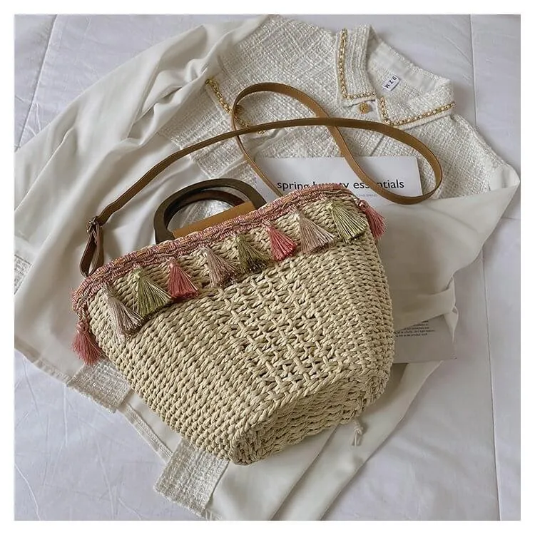 Straw Bags With Leather Straps On Sale-Showtown