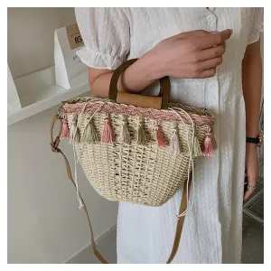 Straw Bags With Leather Straps On Sale-Showtown