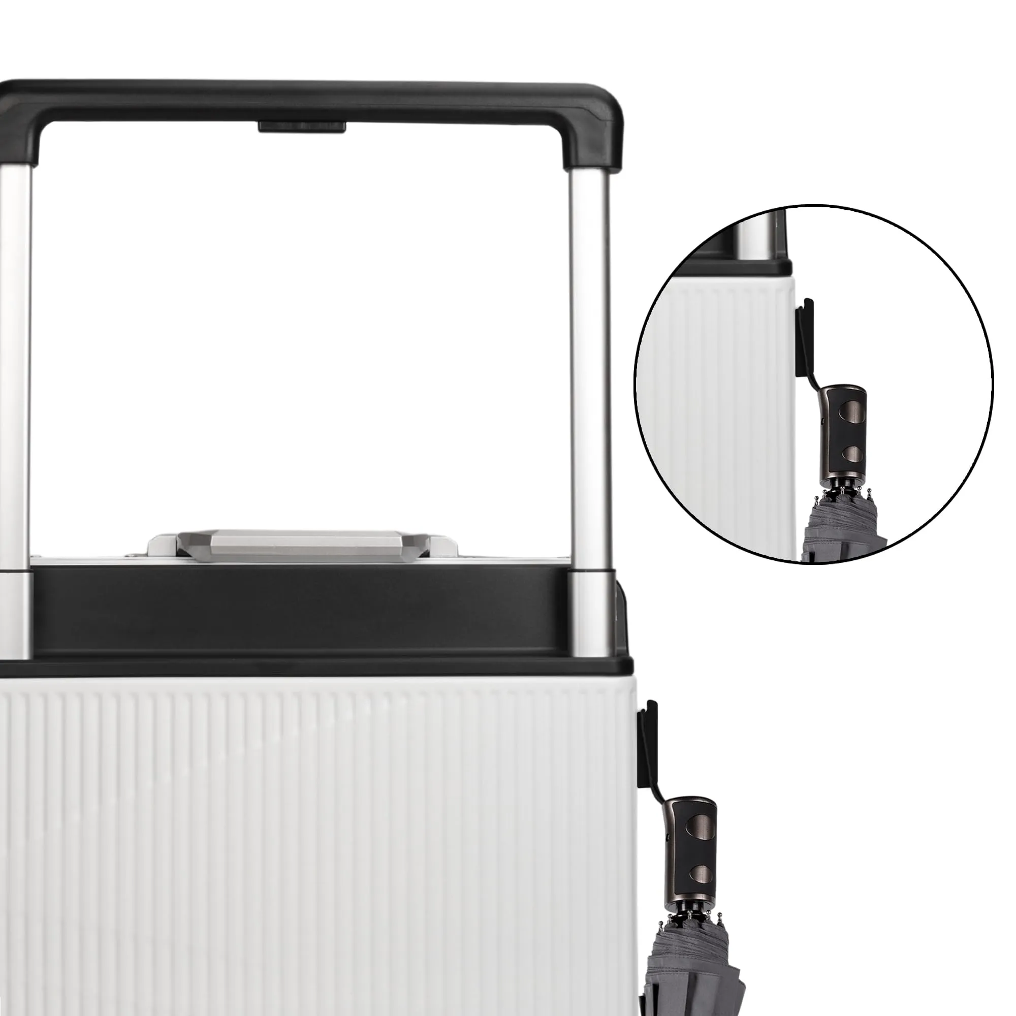 THE CLOWNFISH Polyester Aeroglide Series Spinner Hard Shell Trolley Bags For Travel|Suitcase For Travel|Cabin 8 Wheels Trolley Bags Luggage Bags|Polycarbonate|41 Litres|Metallic White,60 Cm,Large