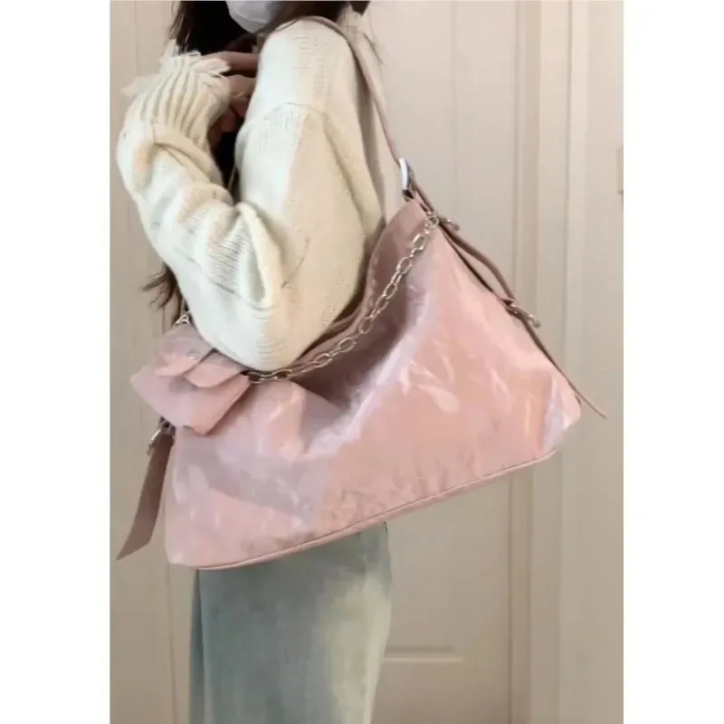 UAKISS  -  Large Capacity Khaki Tote Bag Women Versatile Pocket  Casual Crossbody Bags Purse Female Retro Y2k Backpacks Aesthetic