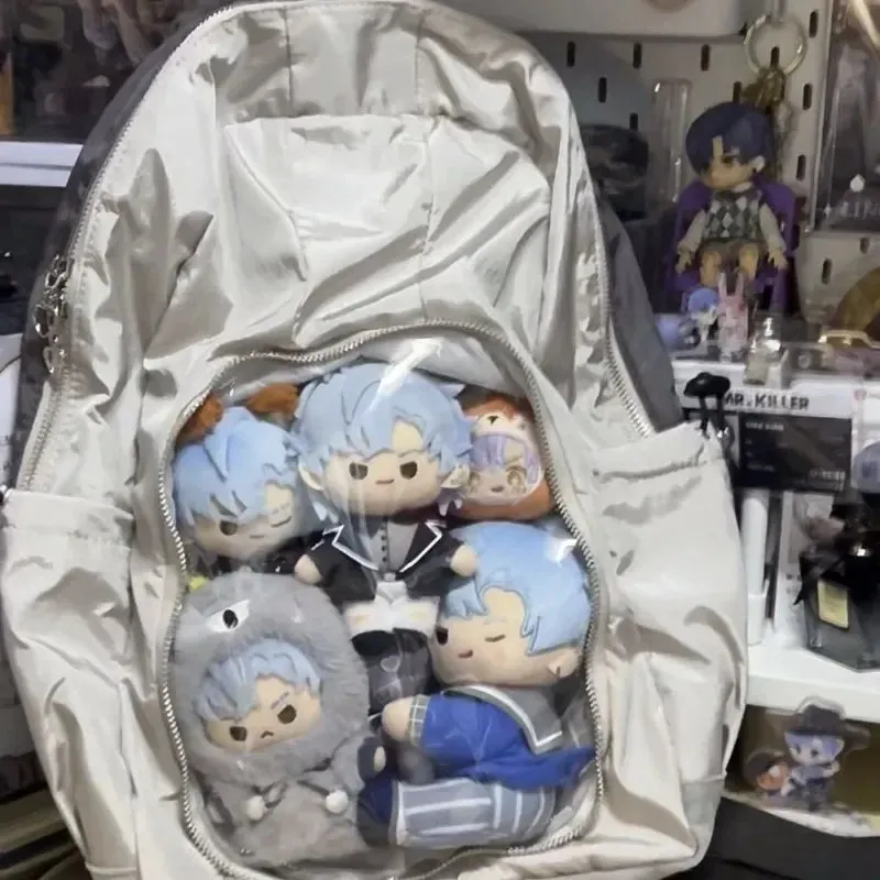 Uakiss Y2K Backpacks Female Casual Large Capacity Detachable Transparent Doll Show Mochilas Harajuku Silver Aesthetic Women Bags