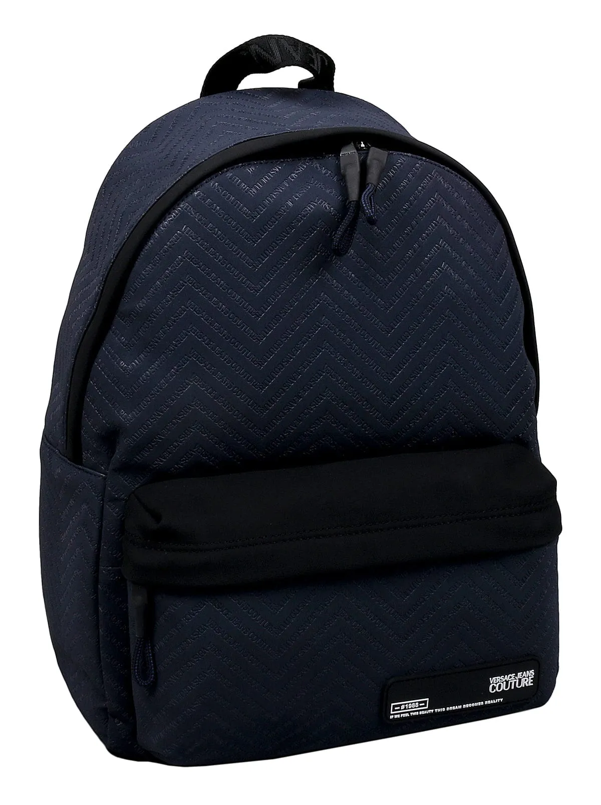 Versace Jeans Couture Blue Chevron Print Signature Backpack